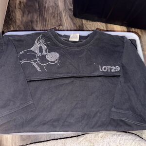 Vtg LOT29 Looney Tunes Sylvester Top Rhinestone Black  Shirt XL